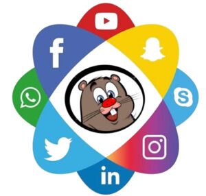Lemming Logo mit Social media Icons
