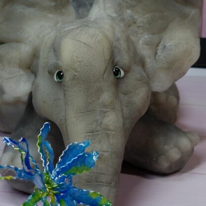 um80 - 30 cm XL Elefant mit Kaninchen und Blume – Bild 4