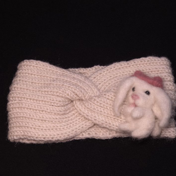 Winterstirnband mit Filzi Kaninchen – Bild 3