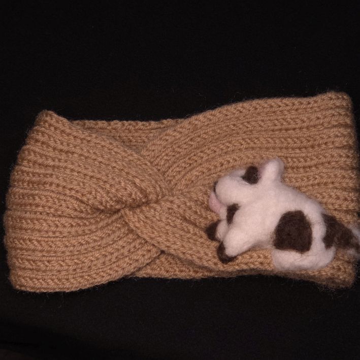 Winterstirnband mit Filzi Hund – Bild 4