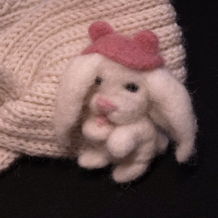 Winterstirnband mit Filzi Kaninchen