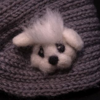 Winterstirnband grau mit Filzi Hund