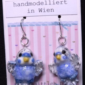 Ohrhänger Wellensittich kobaltblau