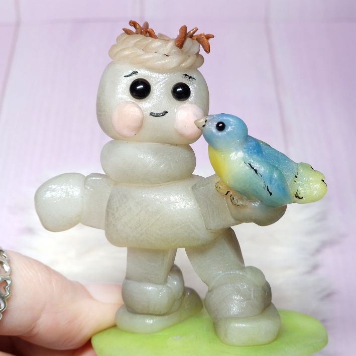 Roboter Vogelnest Dekofigur