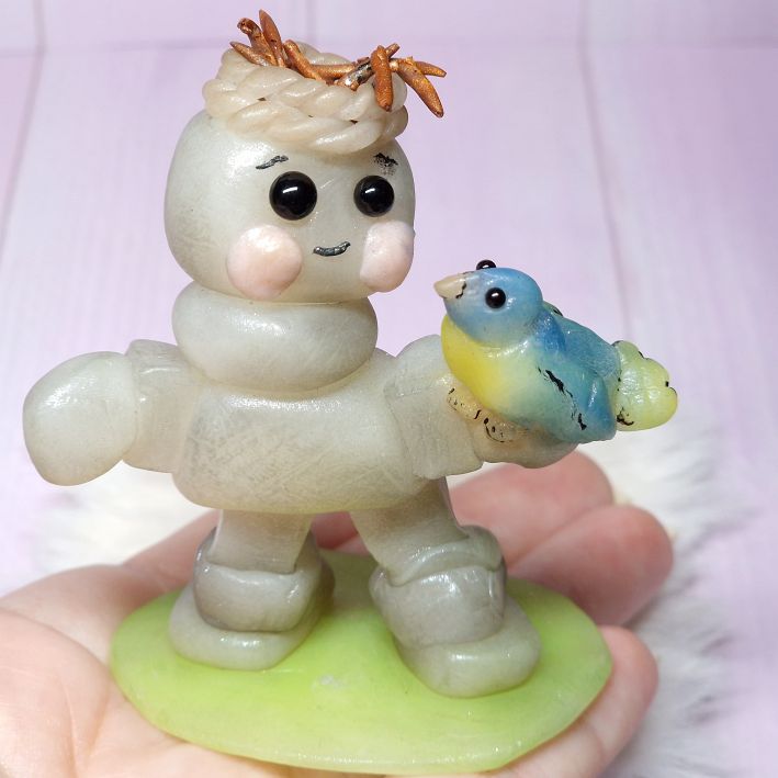 Roboter Vogelnest Dekofigur – Bild 2